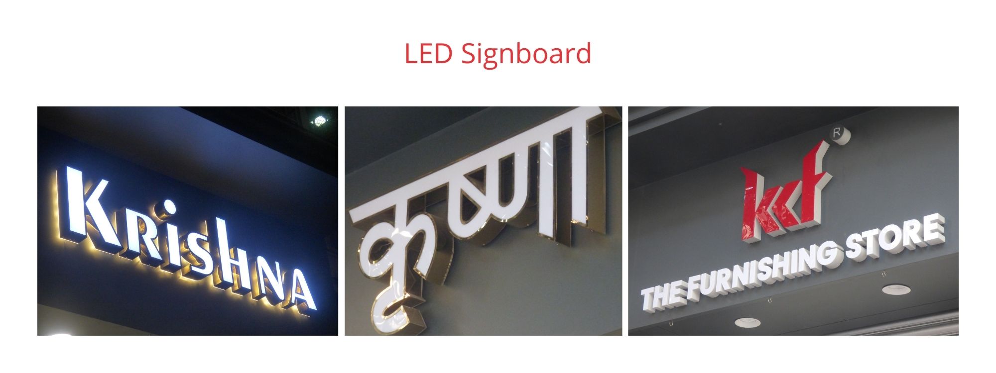 LED backlit signboards — Krishna, KCF store signboards fabricated and installed by Chanakya