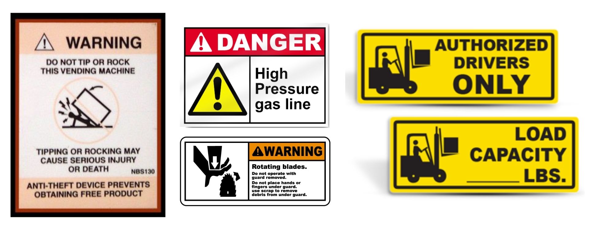 Outdoor weather labels, branding labels, equipment asset tags printed for industrial use